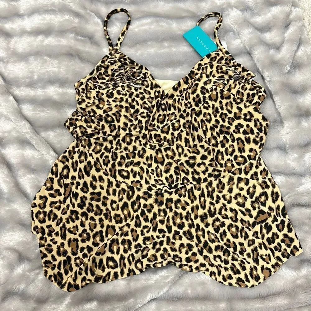 Women'‎ Tiered Tankini Top - Aqua Green Size Small - Picture 2 of 3